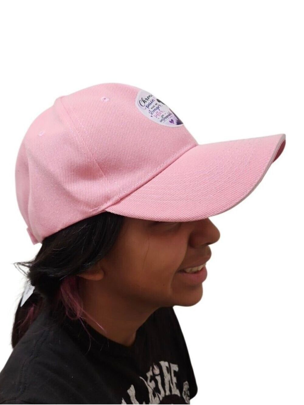 UPCYCLED OOAK Pink Cap Wearable Art Hat Strength Original Design Pain Awarness - Picture 6 of 17